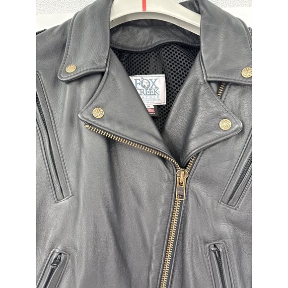Fox Creek Leather Motorcycle Jacket‎ With Side Laces Black USA Made women’s 16 - Picture 2 of 9